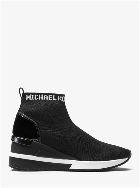 michael michael kors skyler logo knit high top trainer|Skyler Crystal Embellished Stretch Knit Sock Sneaker .